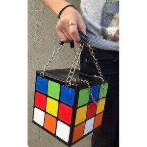 Rubiks Cube Novelty Purse Cute Bag Multicolor Handbag Womens NWOT
